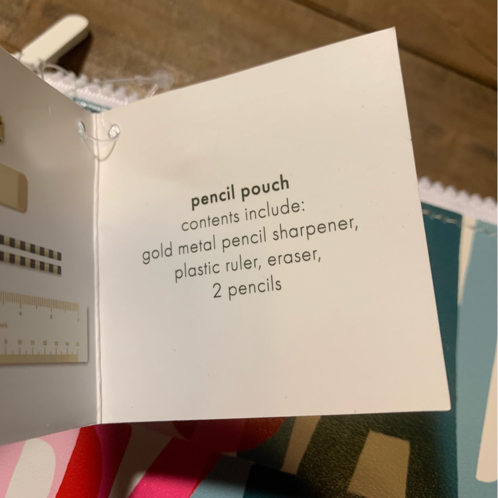 Kate Spade ♠️ Layered Logo Pencil Pouch NWT 2 Pencils, Sharpener, Eraser, Ruler - Picture 6 of 12